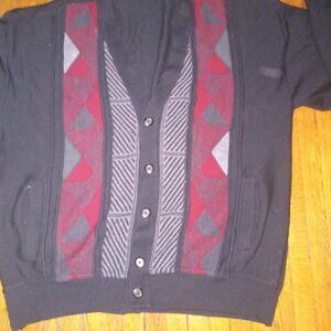 90s vintage Colorblock  Wool Cardigan- Cobain Style Grandpacore Grunge sweater